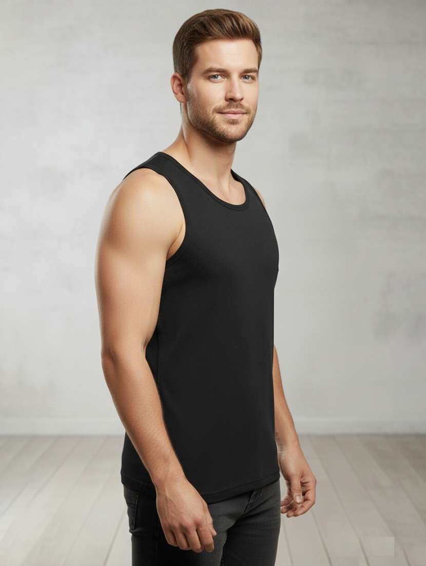 men solid sleeveless vest - 22107371 - Standard Image - 1