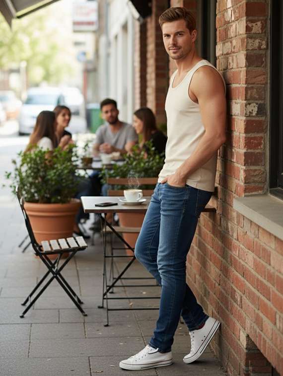 men solid sleeveless vest - 22107372 - Standard Image - 4