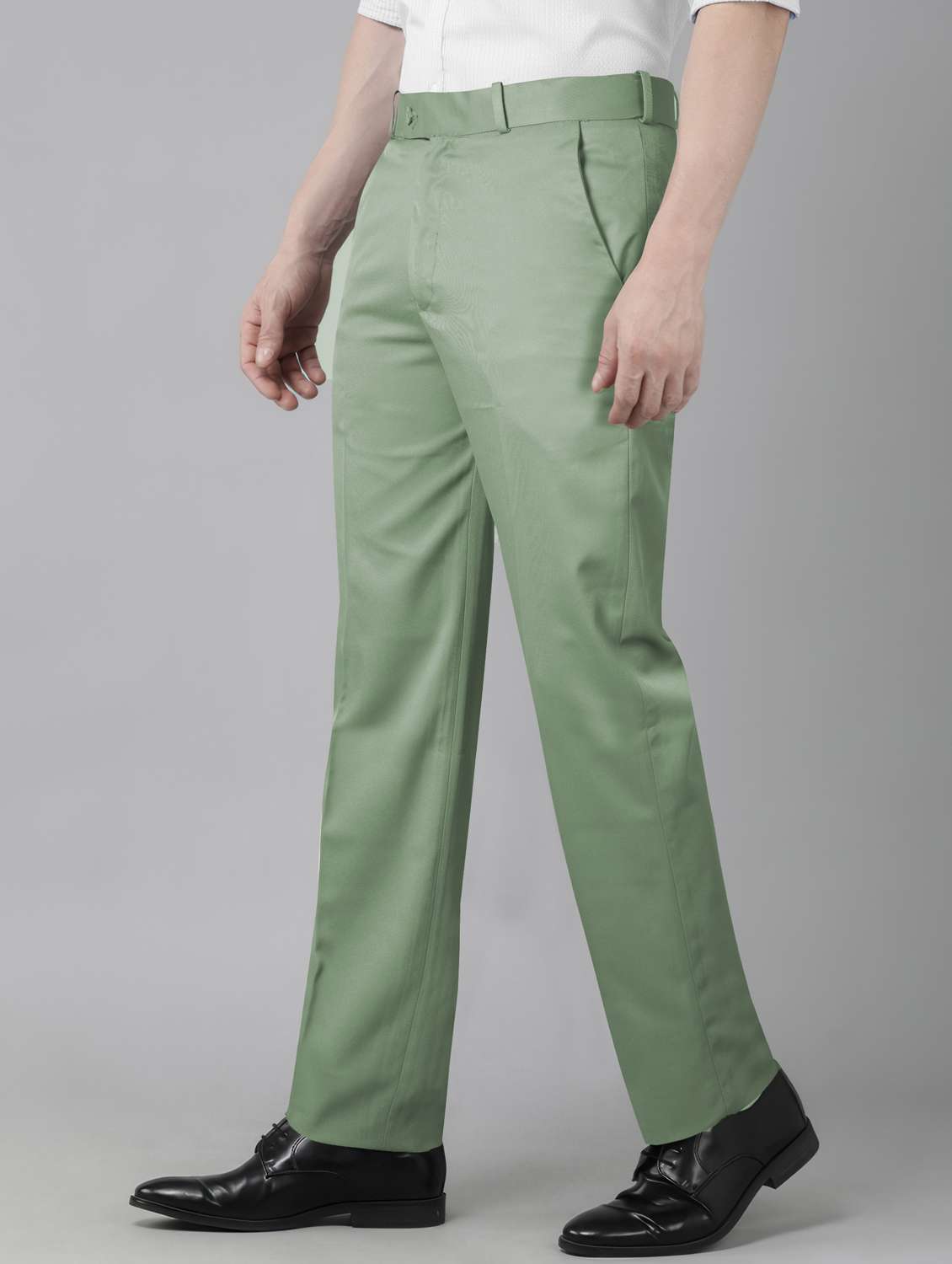 men solid mid rise flat front formal trouser - 22107373 -  Standard Image - 1