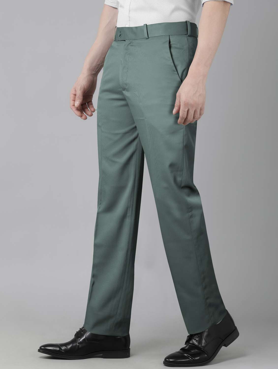 men solid mid rise flat front formal trouser - 22107374 -  Standard Image - 1