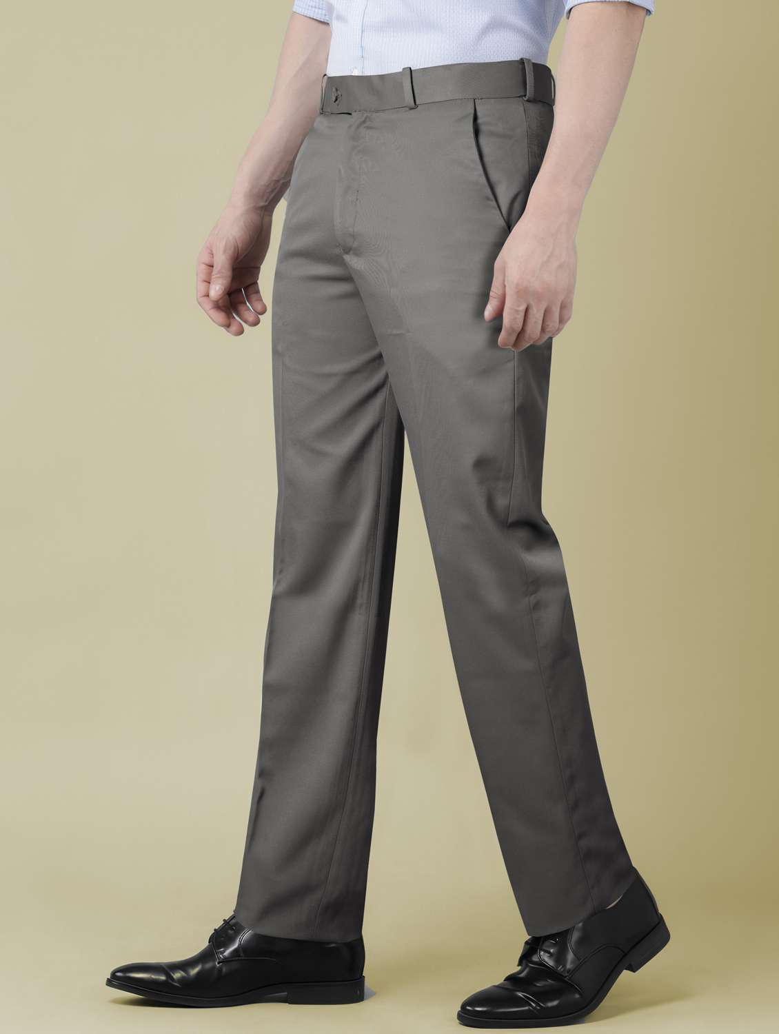 men solid mid rise flat front formal trouser - 22107375 -  Standard Image - 1