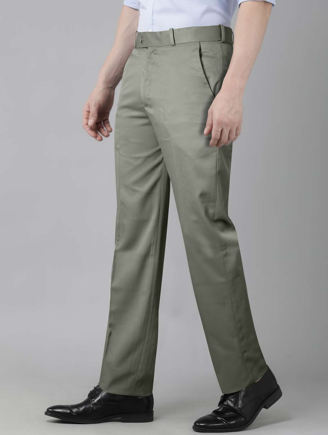 men solid mid rise flat front formal trouser - 22107376 -  Standard Image - 1