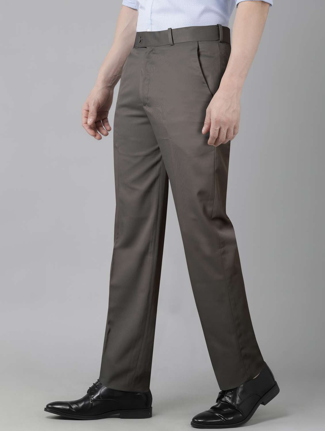 men solid mid rise flat front formal trouser - 22107378 -  Standard Image - 1