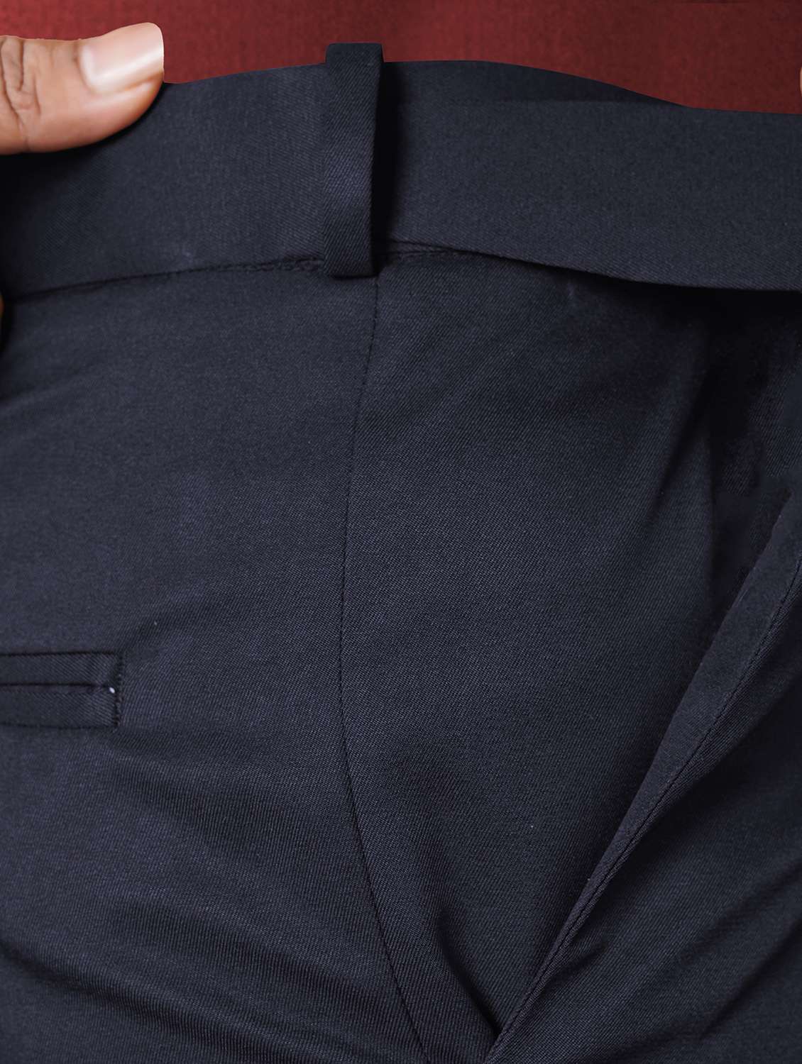 men solid mid rise flat front formal trouser - 22107379 -  Standard Image - 4