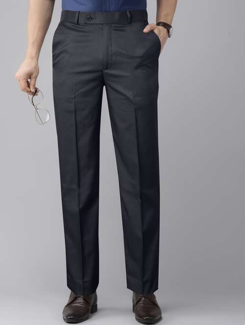 men solid mid rise flat front formal trouser - 22107380 -  Standard Image - 0