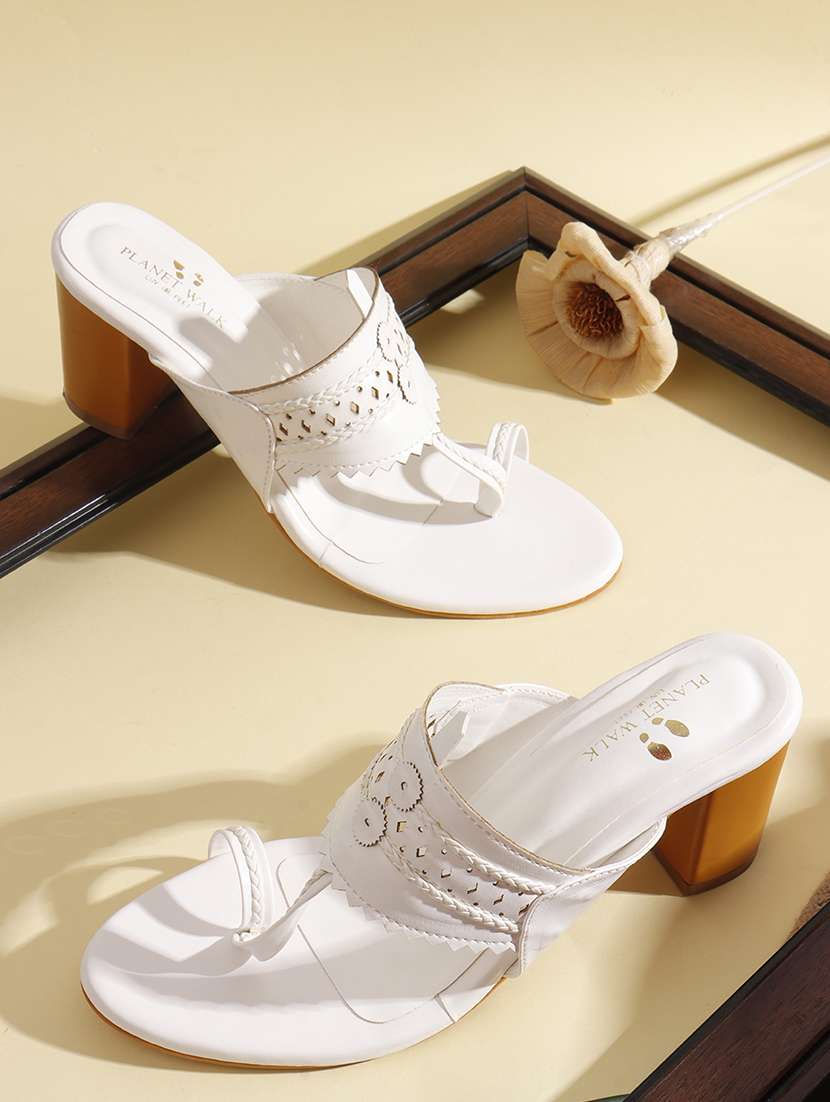 women solid one toe block heel sandal