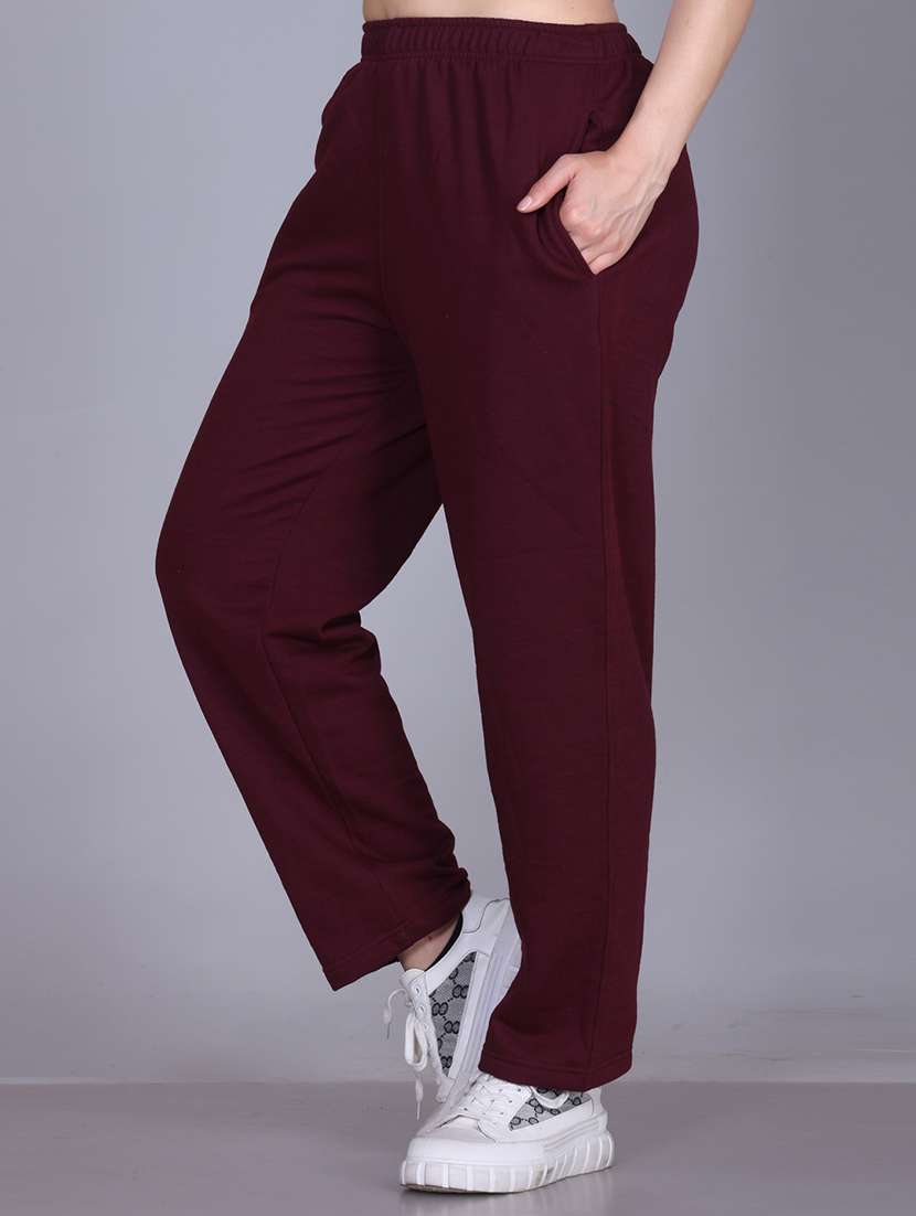 women solid mid rise regular fit track pant - 22107413 - Standard Image - 1