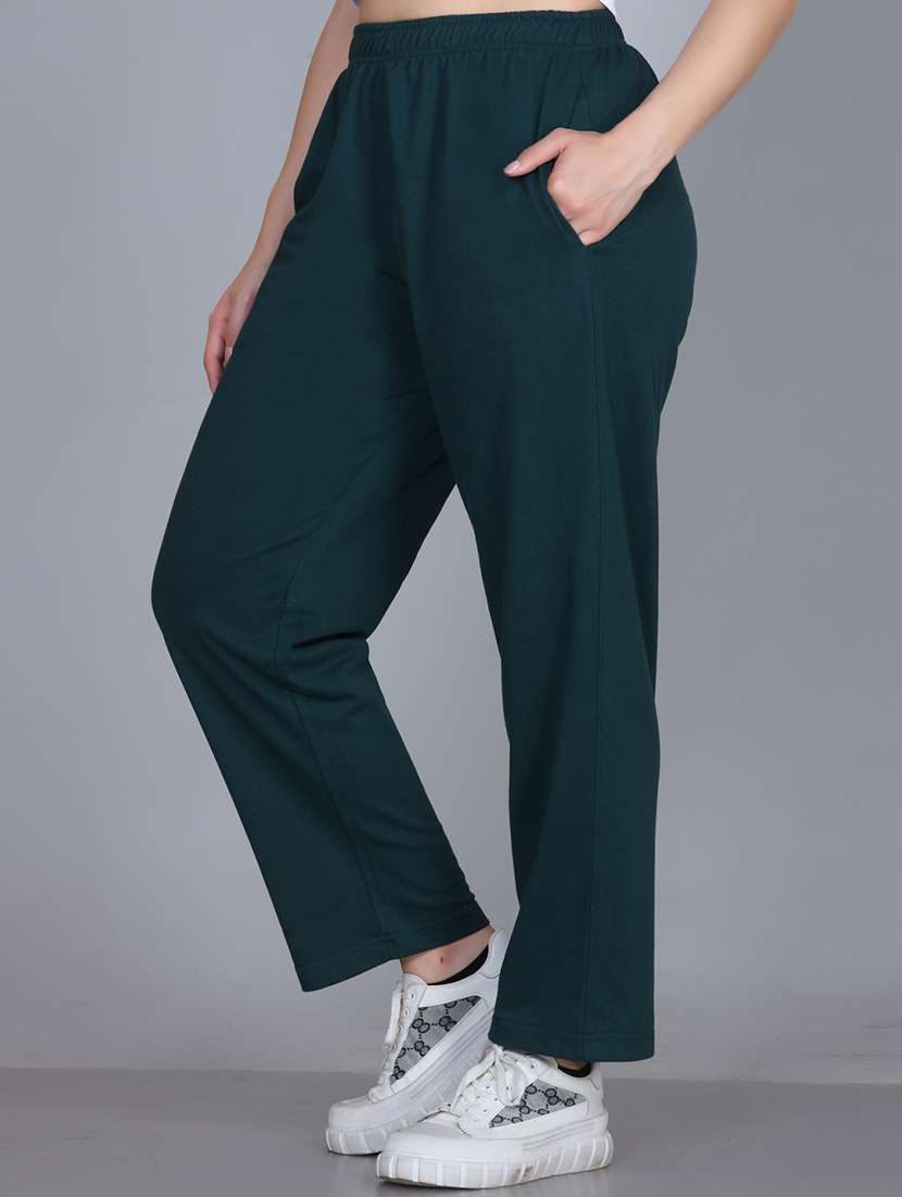 women solid mid rise regular fit track pant - 22107414 - Standard Image - 1