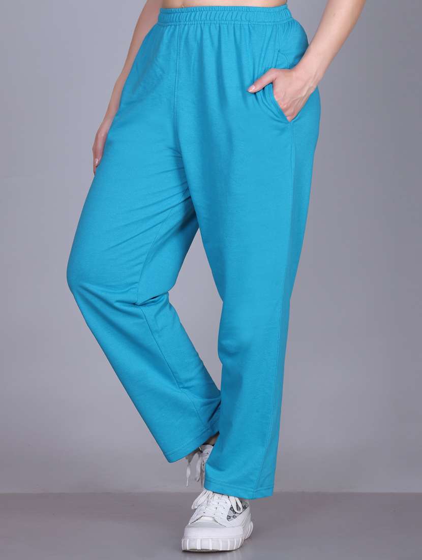 women solid mid rise regular fit track pant - 22107417 - Standard Image - 1