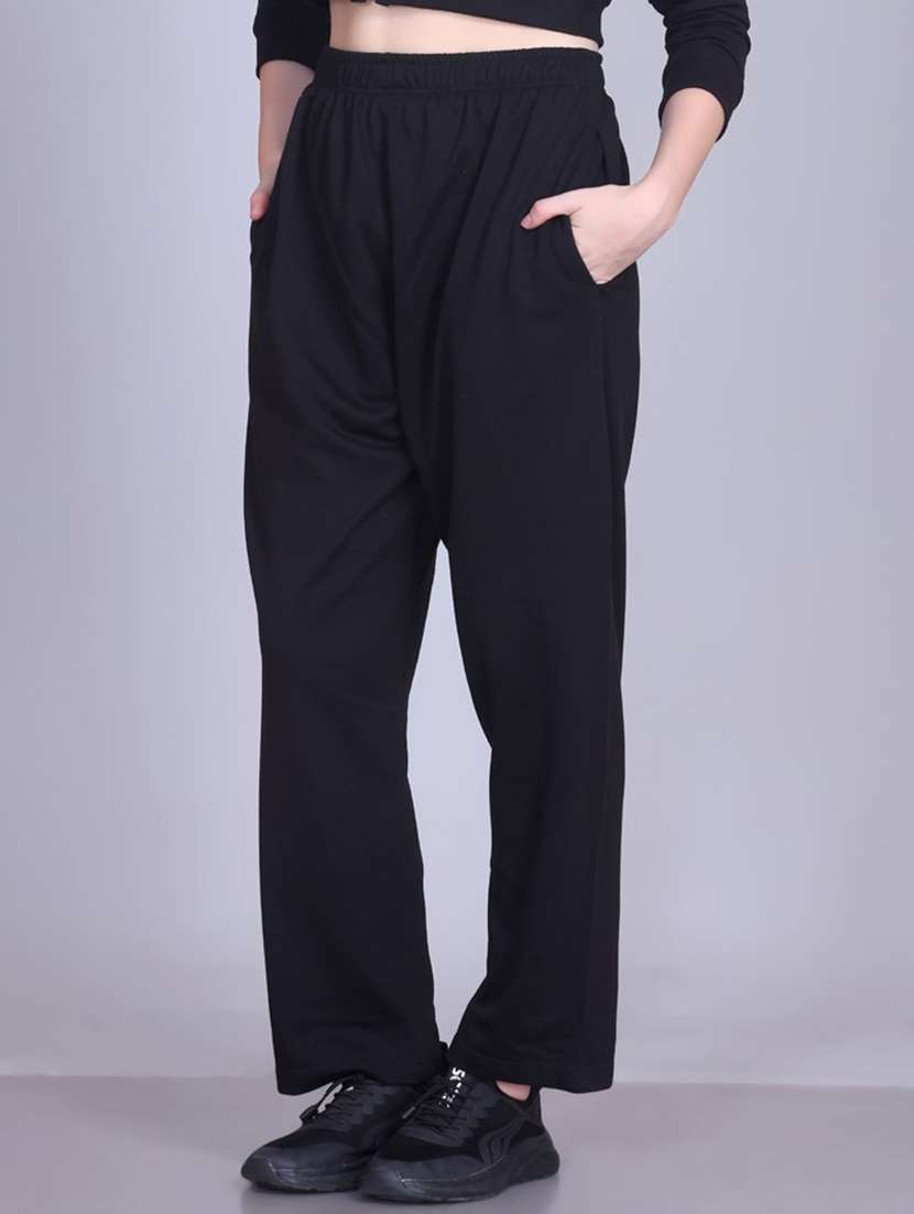 women solid mid rise regular fit track pant - 22107418 - Standard Image - 1