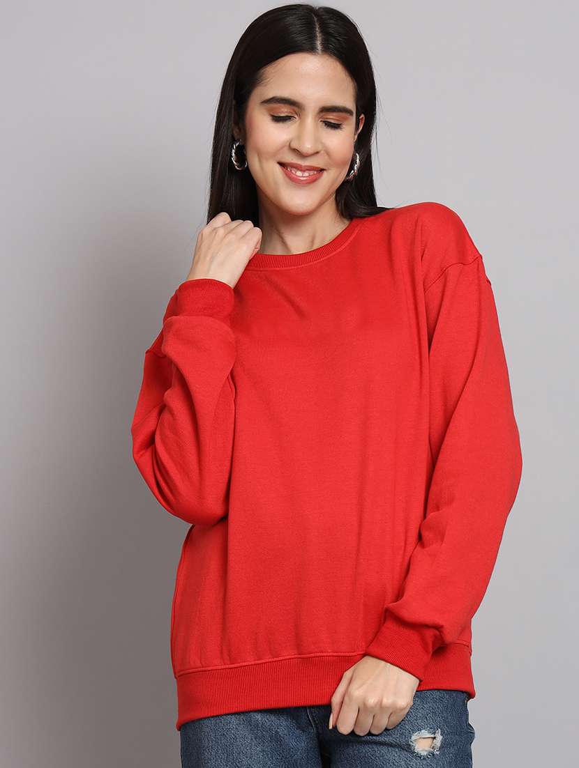 red fleece plain sweatshirt