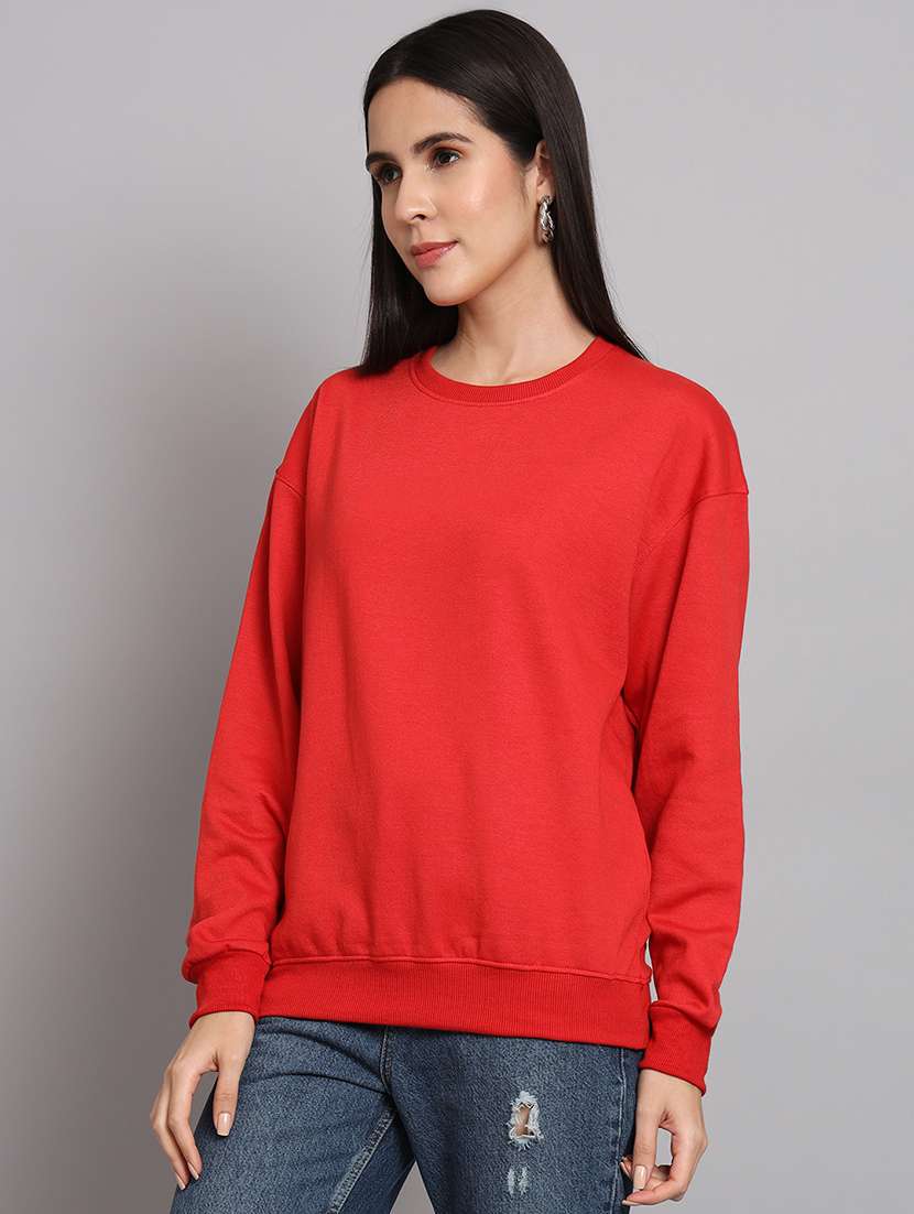 red fleece plain sweatshirt - 22107420 -  Standard Image - 1