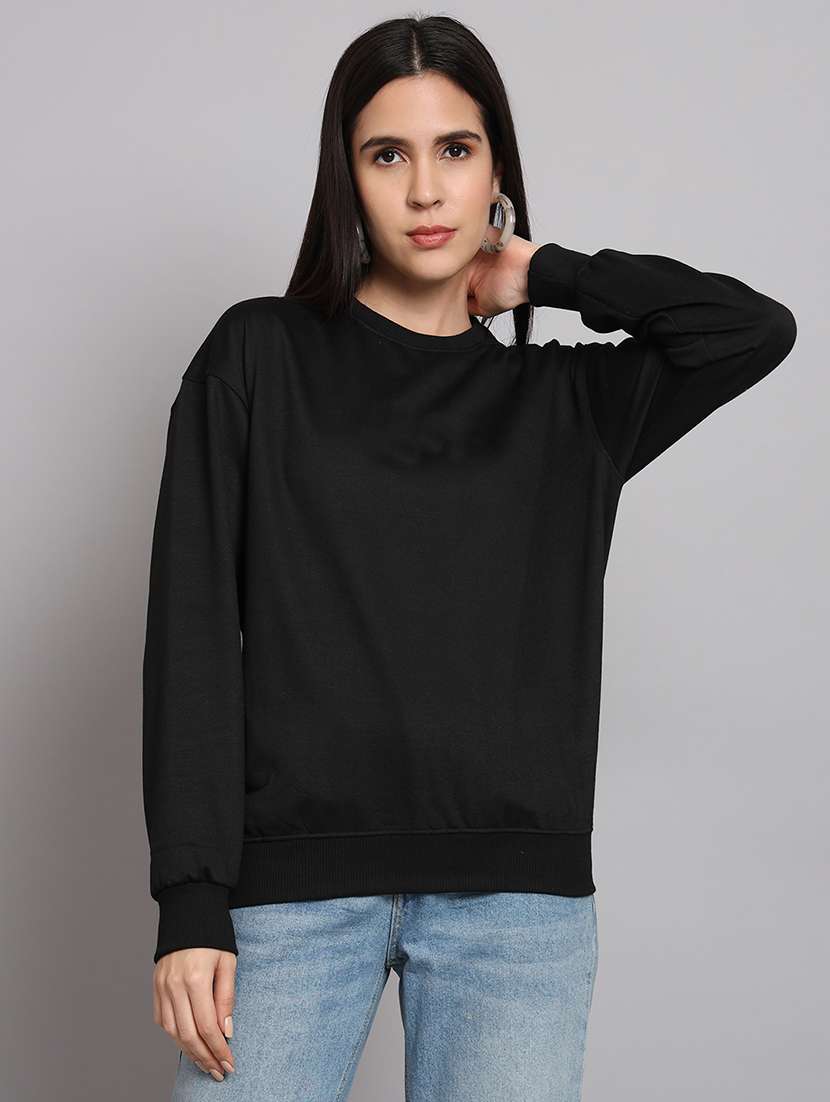 black fleece plain sweatshirt