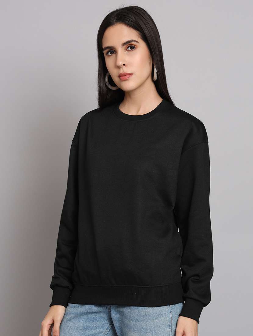 black fleece plain sweatshirt - 22107421 -  Standard Image - 1