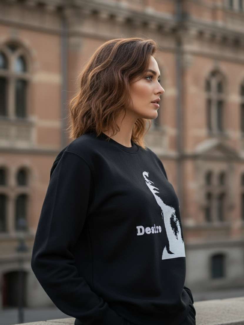 black fleece plain sweatshirt - 22107423 -  Standard Image - 1