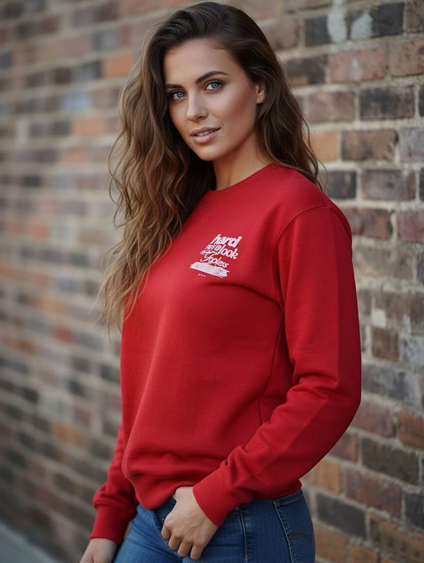 red fleece plain sweatshirt - 22107424 -  Standard Image - 1