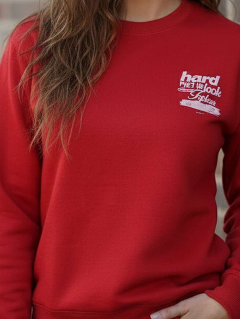 red fleece plain sweatshirt - 22107424 -  Standard Image - 4