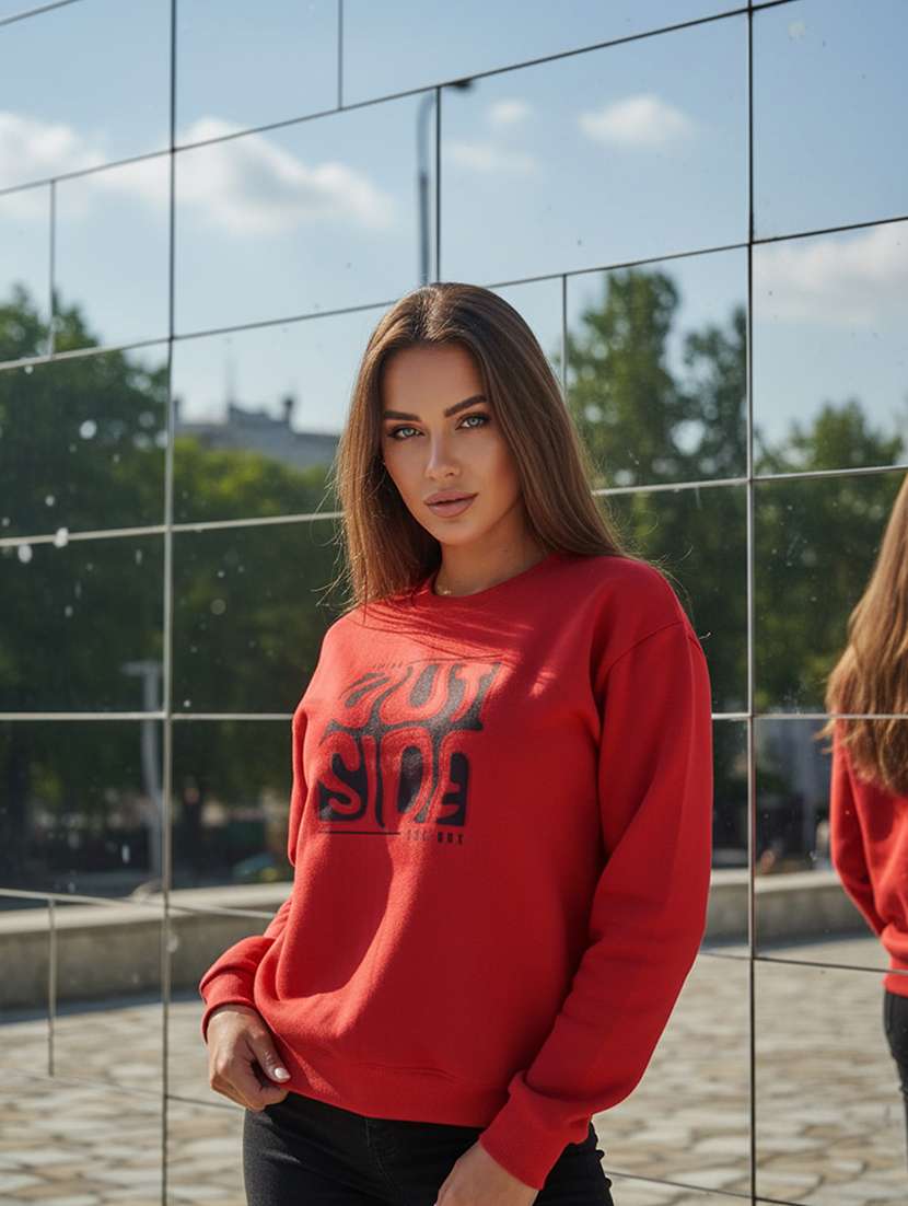 red fleece plain sweatshirt