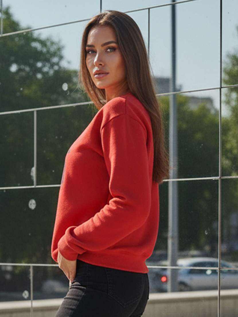 red fleece plain sweatshirt - 22107426 -  Standard Image - 1