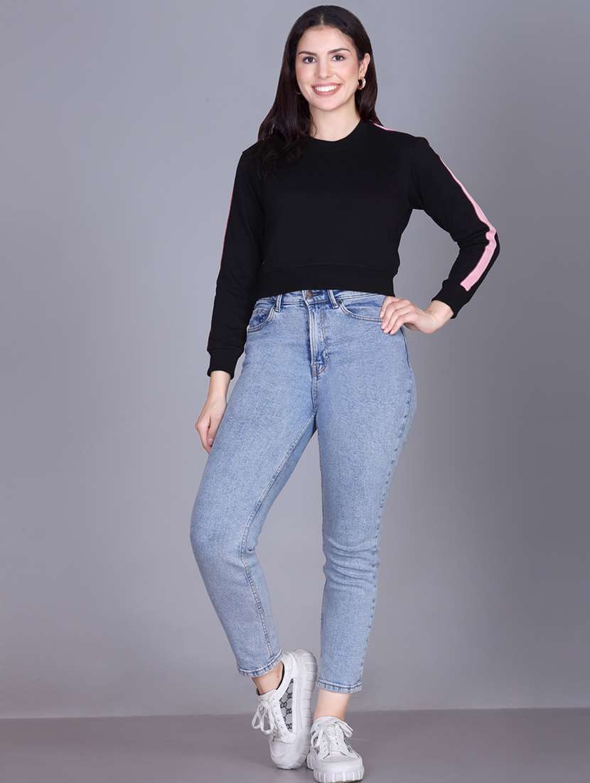 black fleece plain sweatshirt - 22107429 -  Standard Image - 4