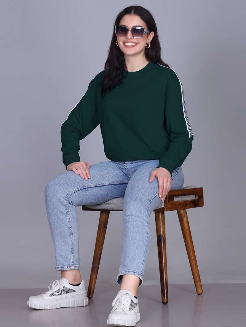 black fleece plain sweatshirt - 22107434 -  Standard Image - 4