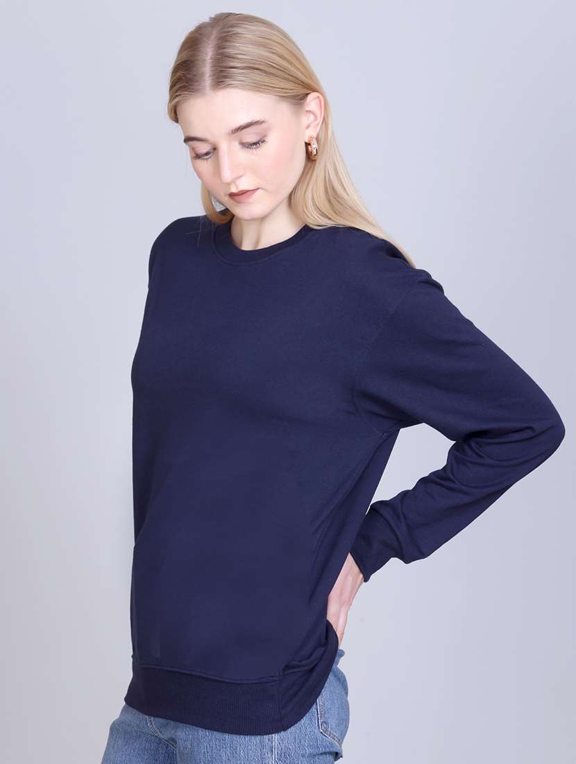 navy blue fleece plain sweatshirt - 22107436 -  Standard Image - 1