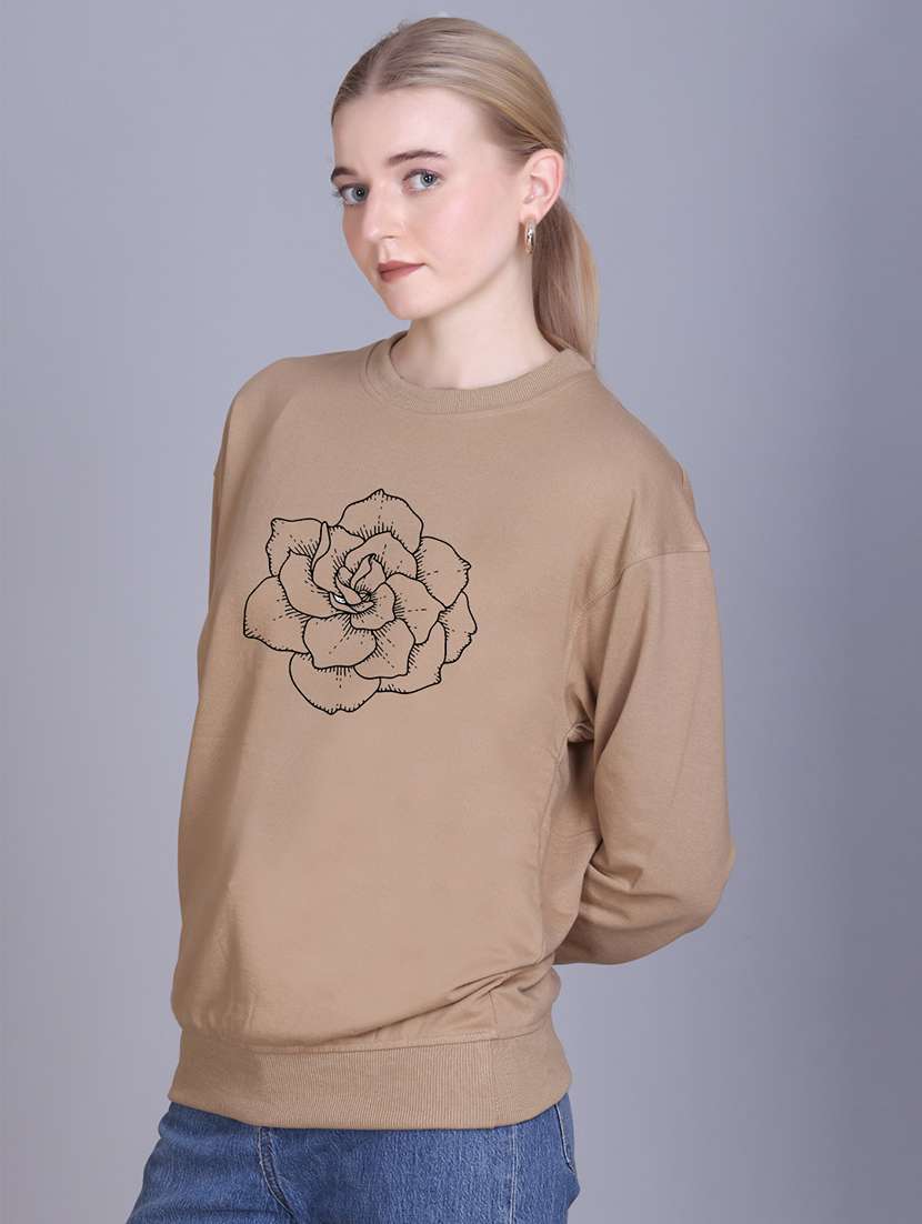 beige fleece plain sweatshirt - 22107439 -  Standard Image - 1