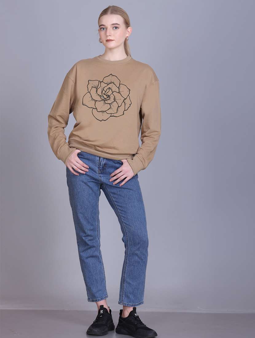 beige fleece plain sweatshirt - 22107439 -  Standard Image - 4