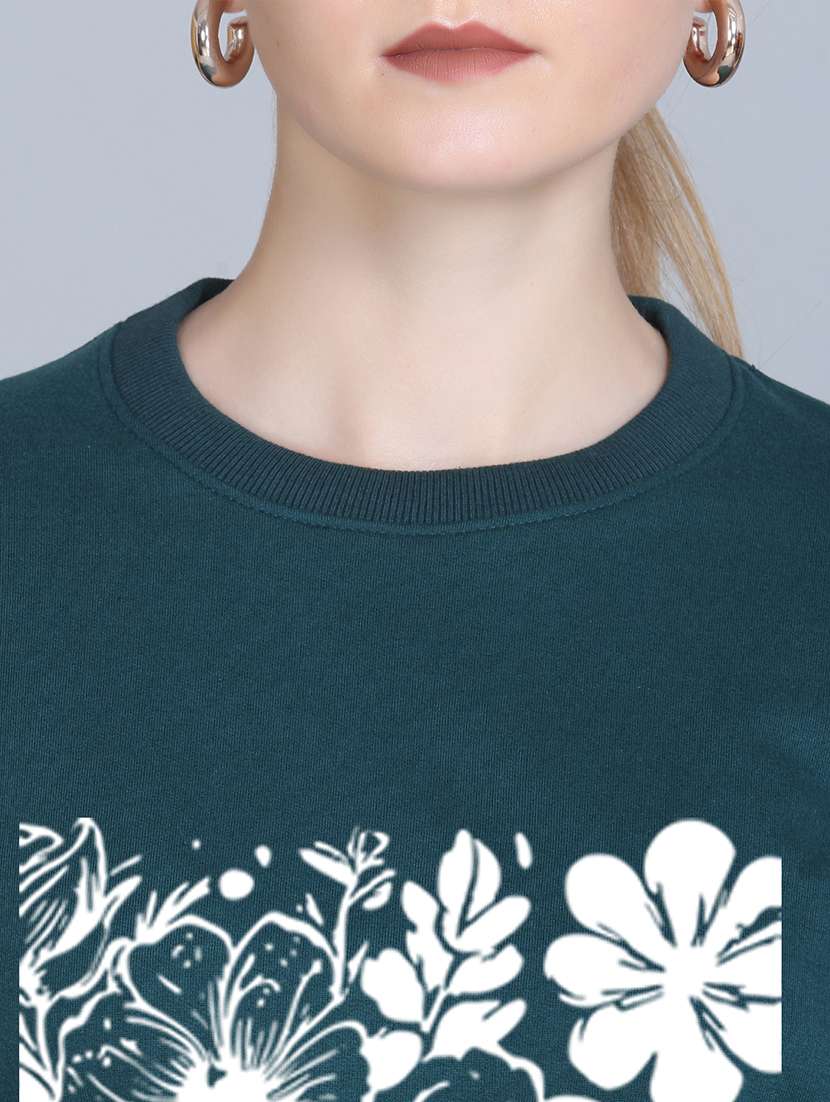 women printed long sleeve cropped sweatshirt - 22107445 -  Standard Image - 4