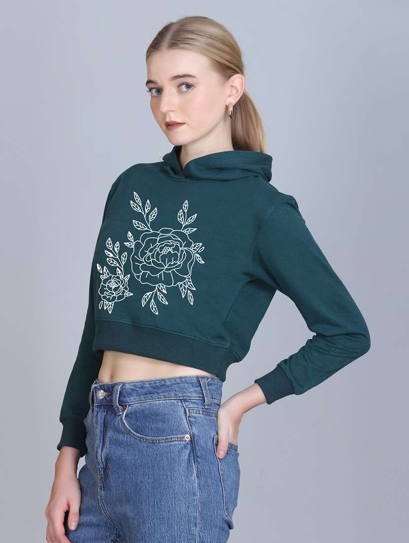 women long sleeve cropped hooded sweatshirt - 22107453 -  Standard Image - 1