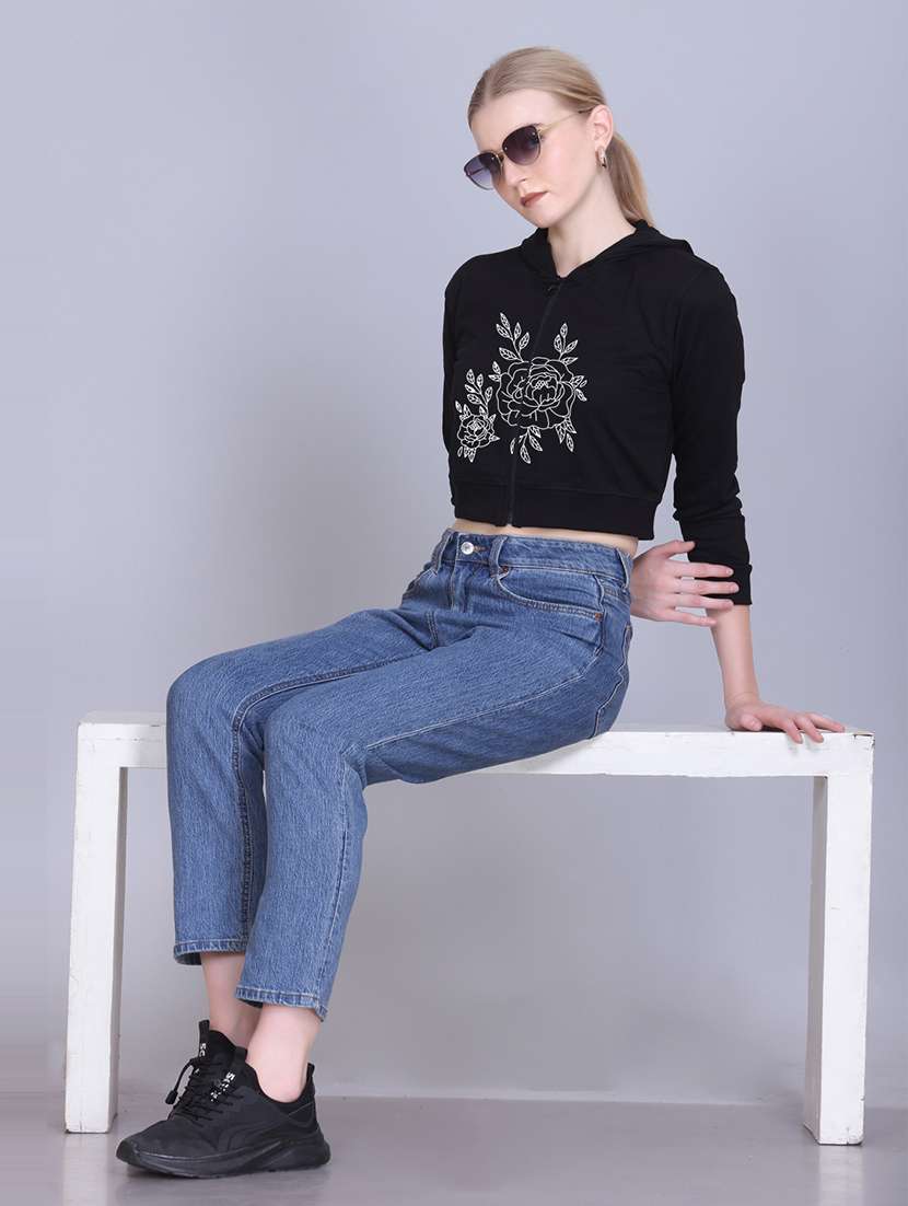 women long sleeve cropped hooded sweatshirt - 22107458 -  Standard Image - 4