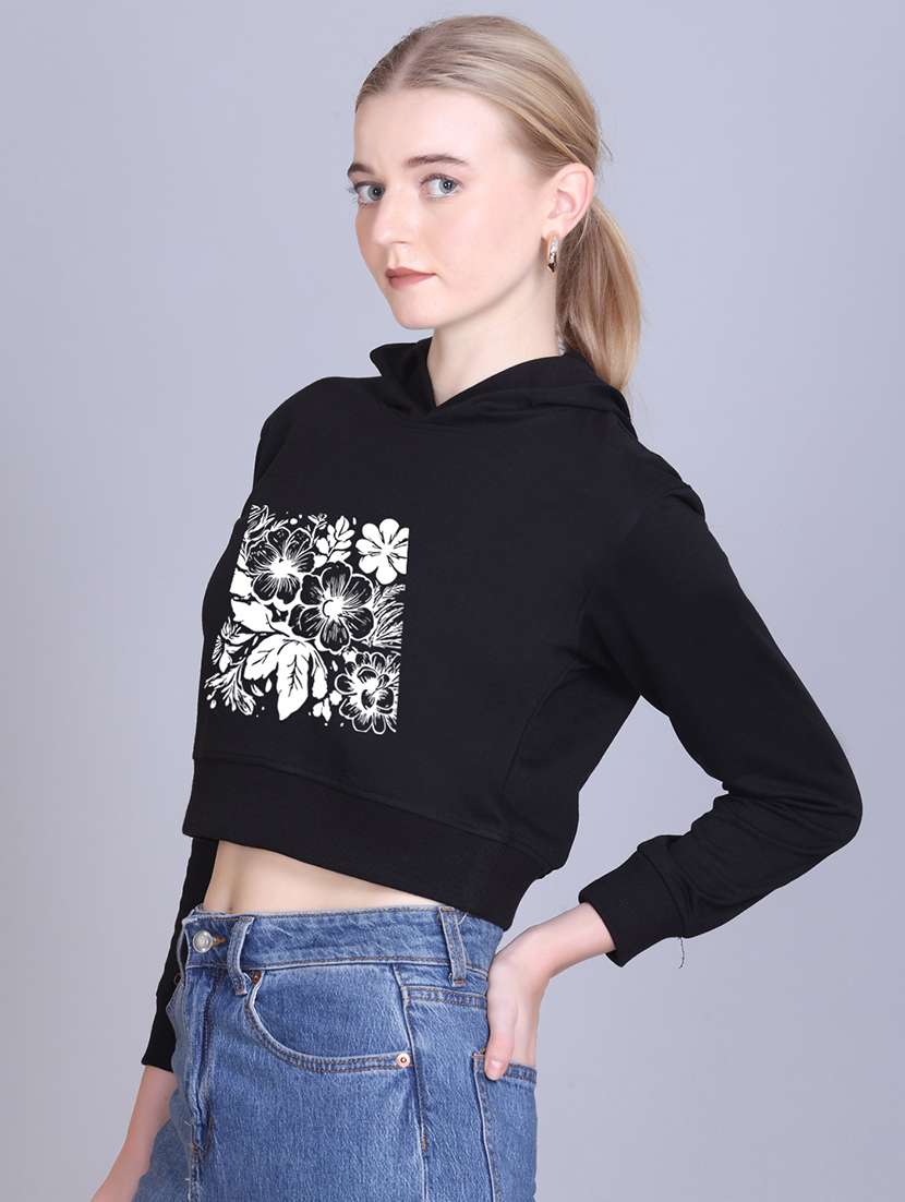 women long sleeve cropped hooded sweatshirt - 22107468 -  Standard Image - 1