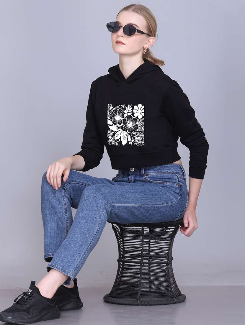 women long sleeve cropped hooded sweatshirt - 22107468 -  Standard Image - 4