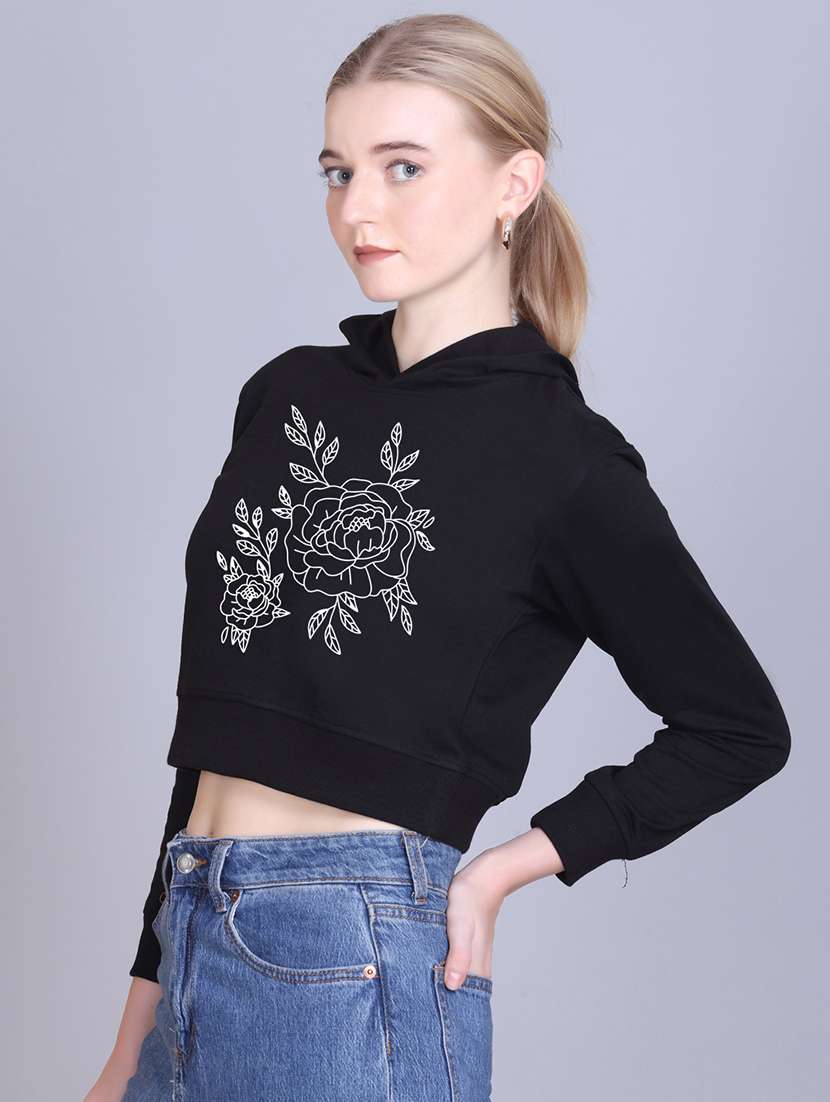 women long sleeve cropped hooded sweatshirt - 22107469 -  Standard Image - 1