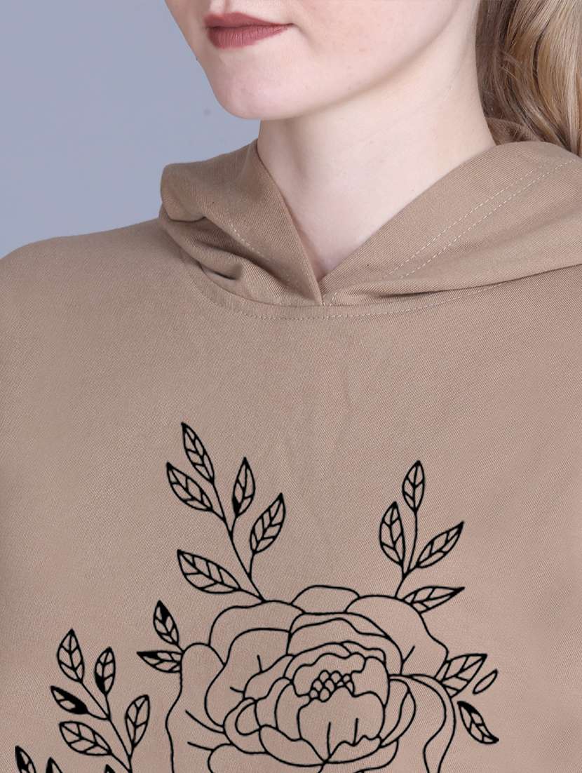 women long sleeve cropped hooded sweatshirt - 22107488 -  Standard Image - 4