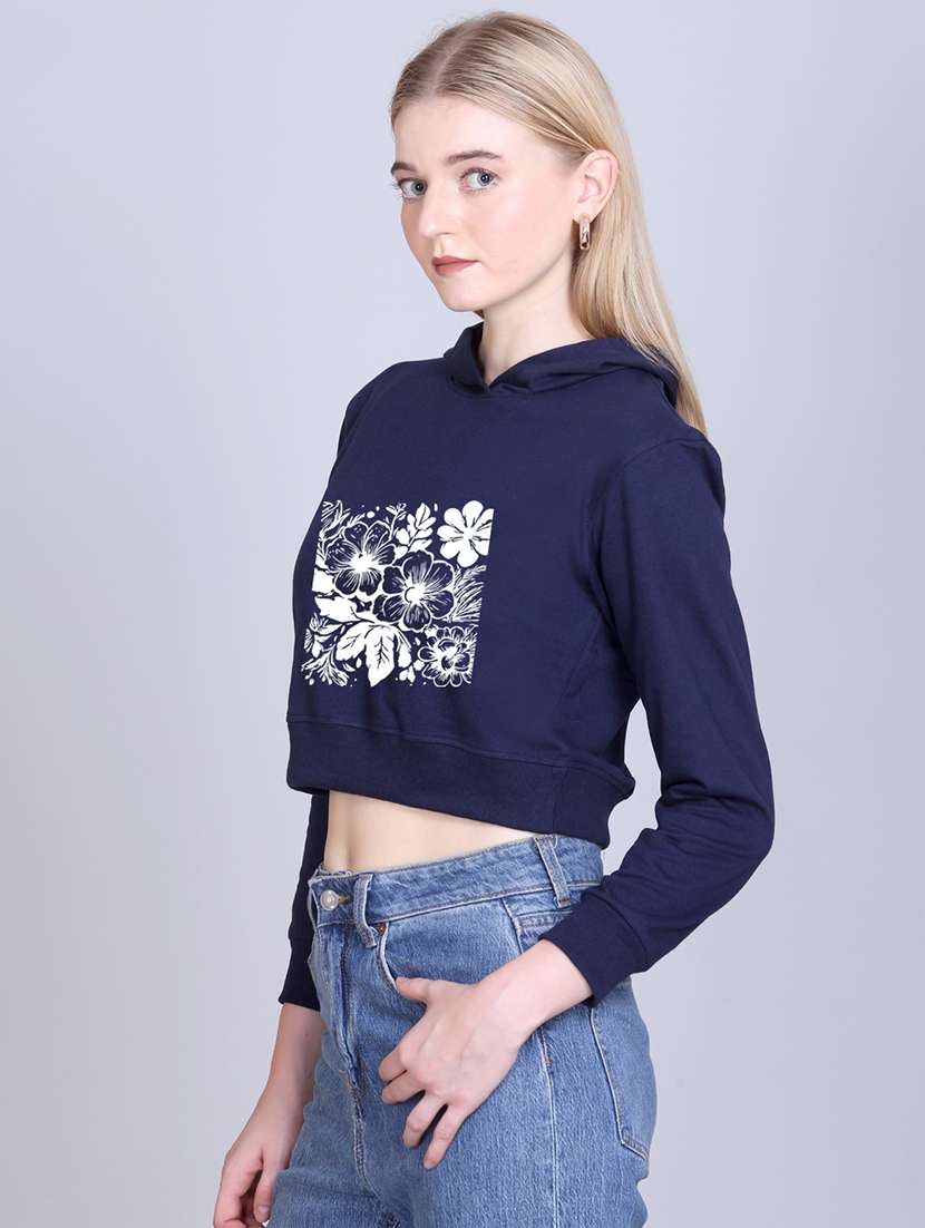 women long sleeve cropped hooded sweatshirt - 22107497 -  Standard Image - 1