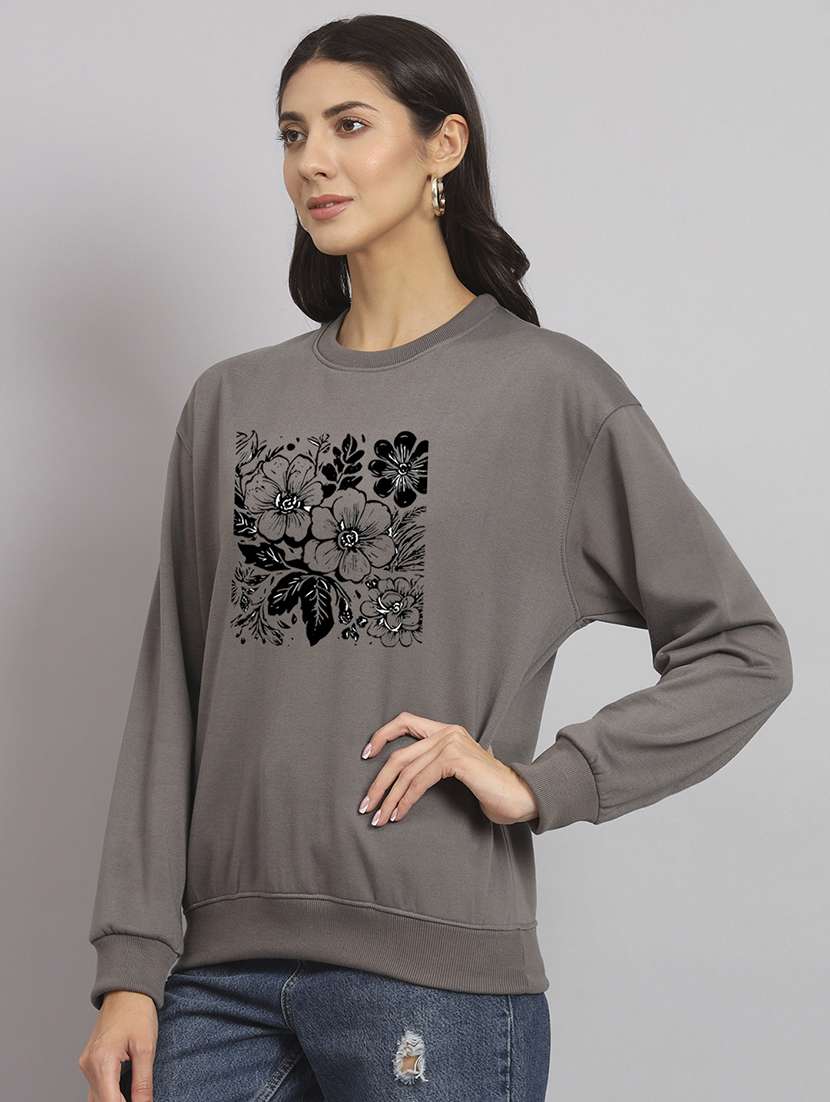 charcoal fleece plain sweatshirt - 22107501 -  Standard Image - 1