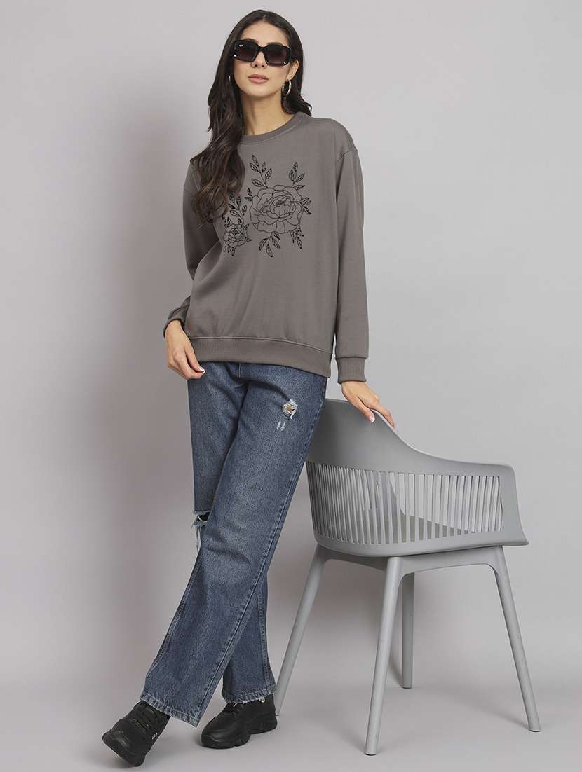 charcoal fleece plain sweatshirt - 22107502 -  Standard Image - 4