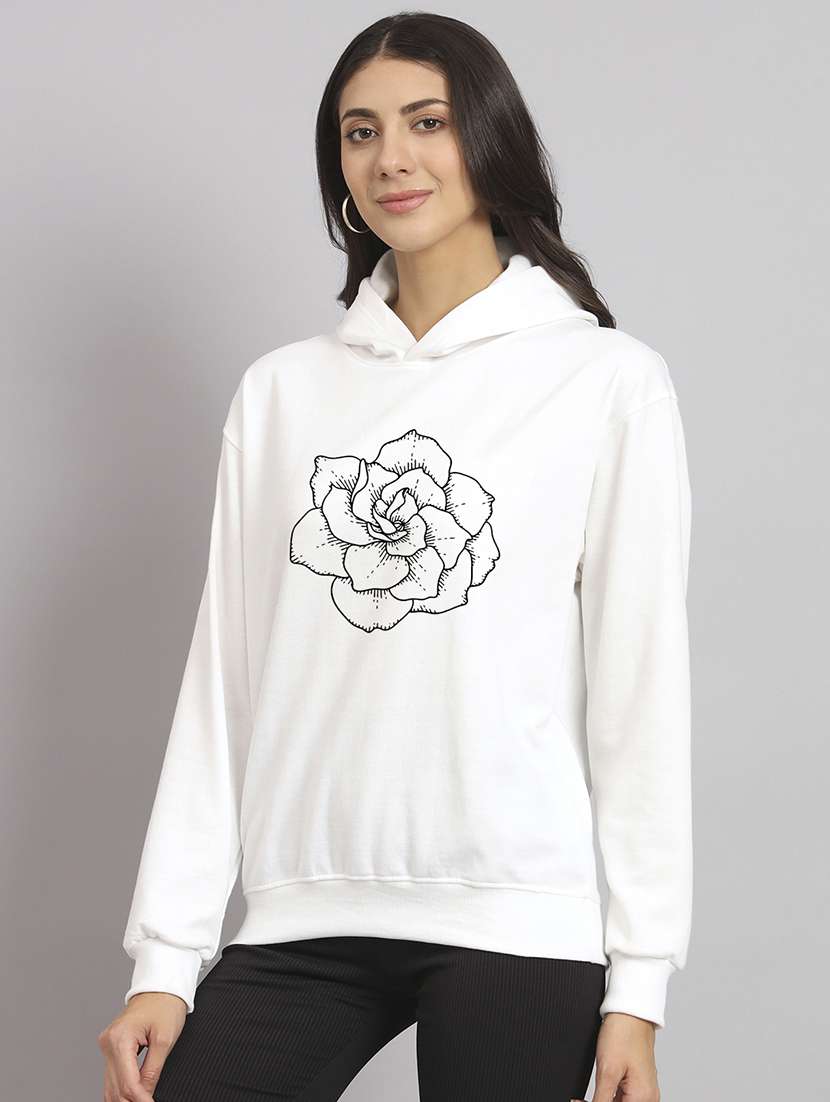 women printed long sleeve hooded sweatshirt - 22107507 -  Standard Image - 1