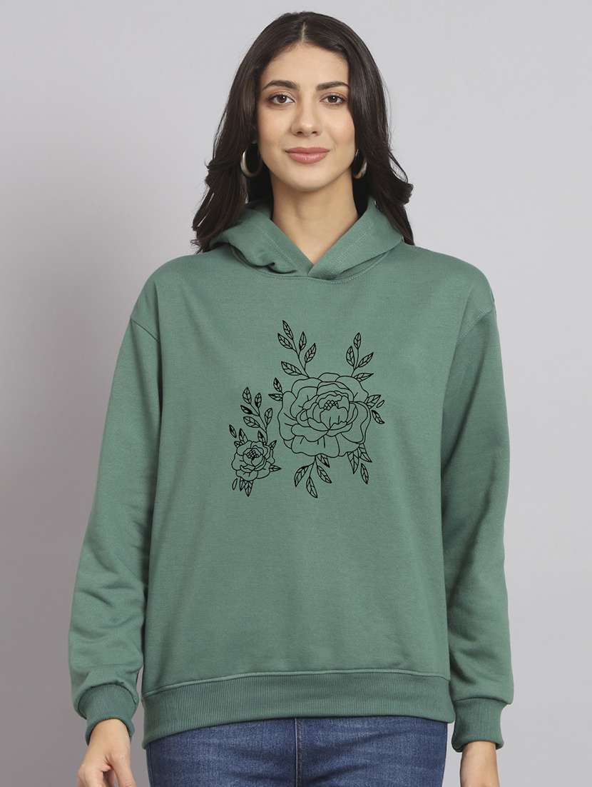 women printed long sleeve hooded sweatshirt - 22107509 -  Standard Image - 1