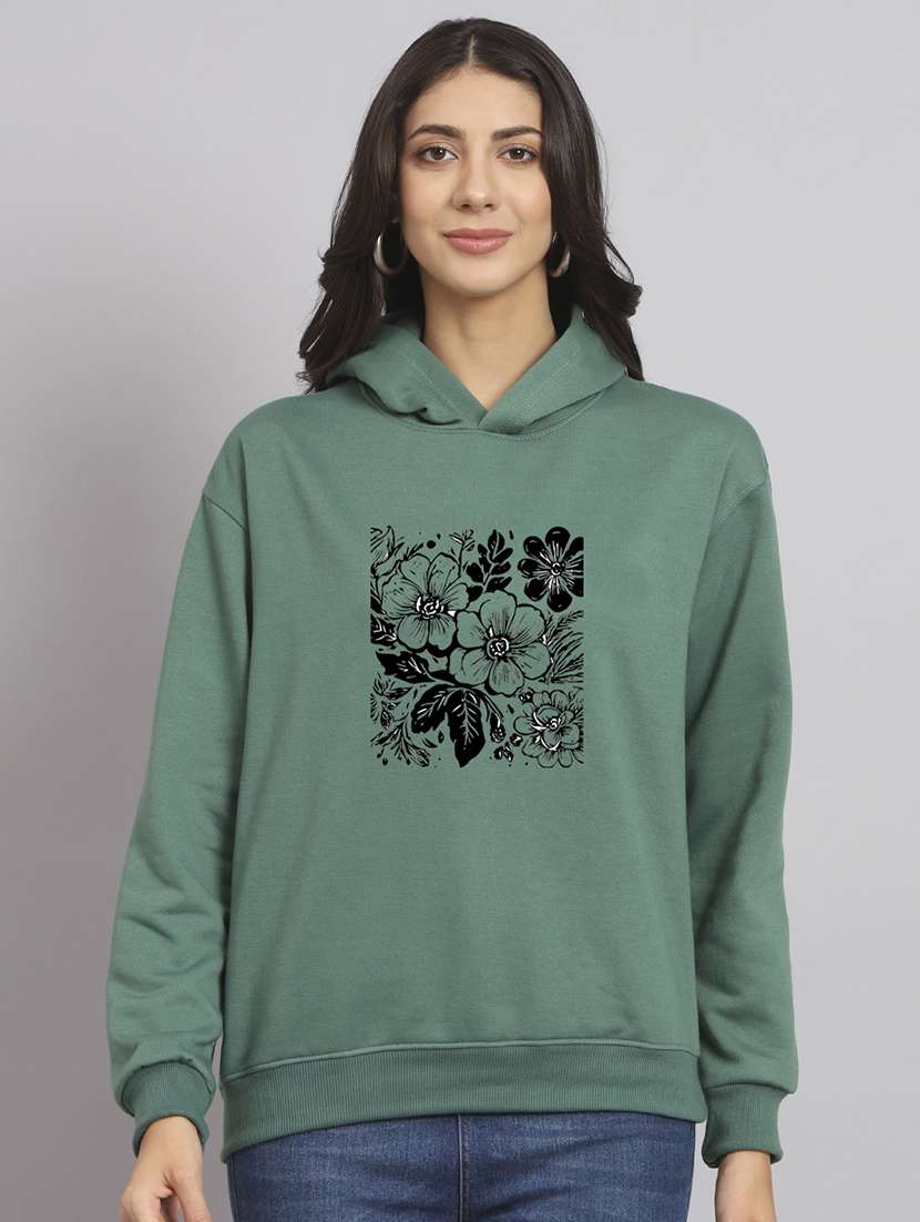 women printed long sleeve hooded sweatshirt - 22107510 -  Standard Image - 1