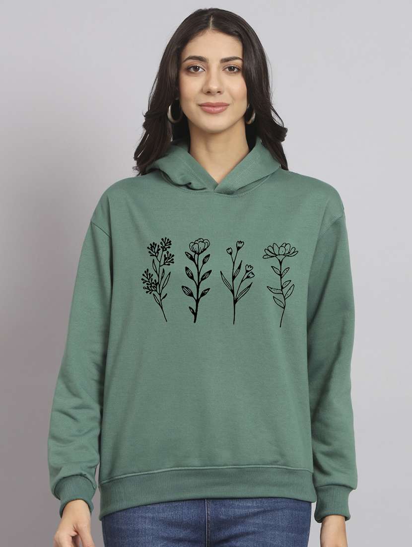 women printed long sleeve hooded sweatshirt - 22107511 -  Standard Image - 1