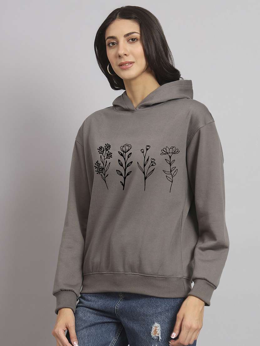 women printed long sleeve hooded sweatshirt - 22107513 -  Standard Image - 1