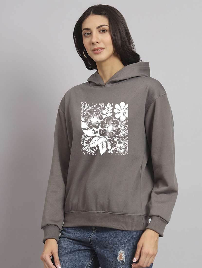 women printed long sleeve hooded sweatshirt - 22107514 -  Standard Image - 1