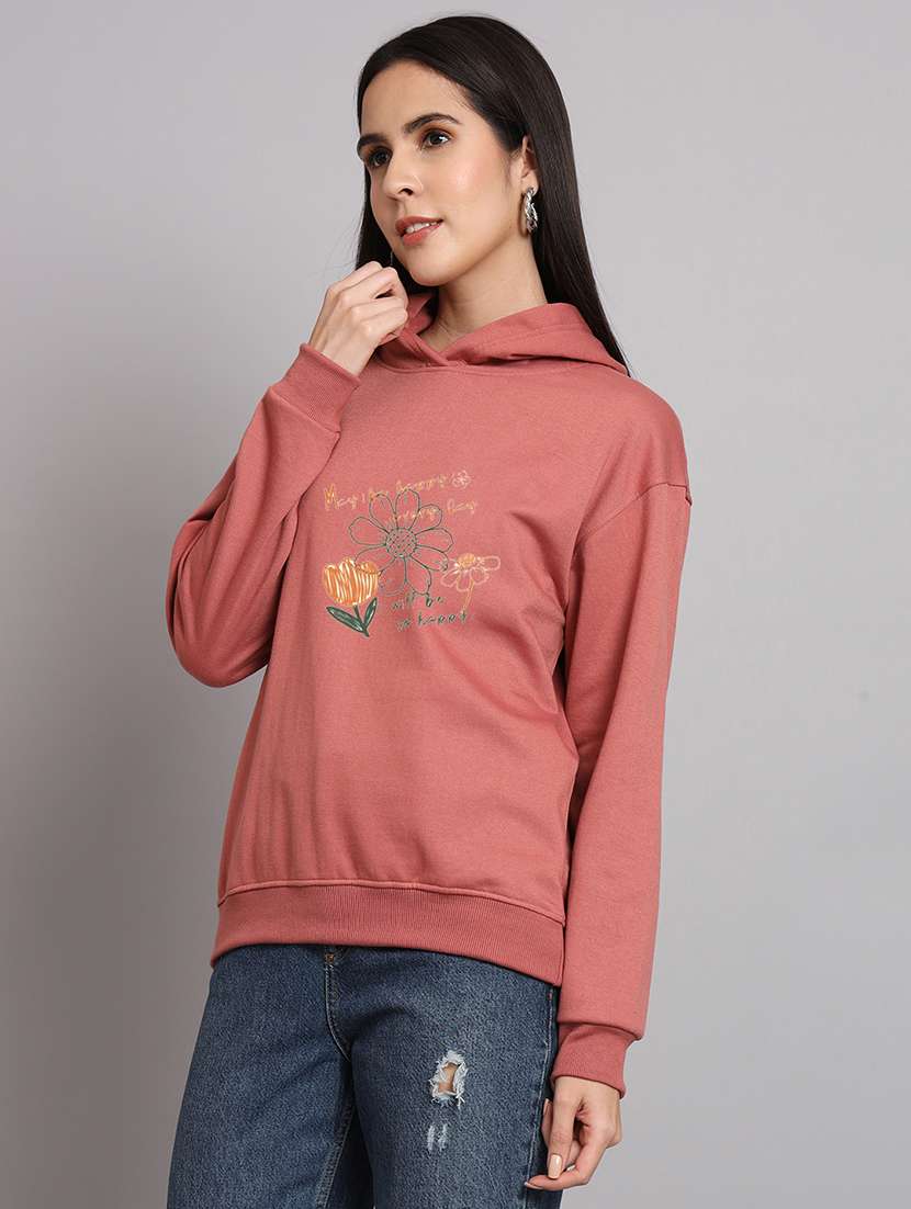 women printed long sleeve hooded sweatshirt - 22107515 -  Standard Image - 1