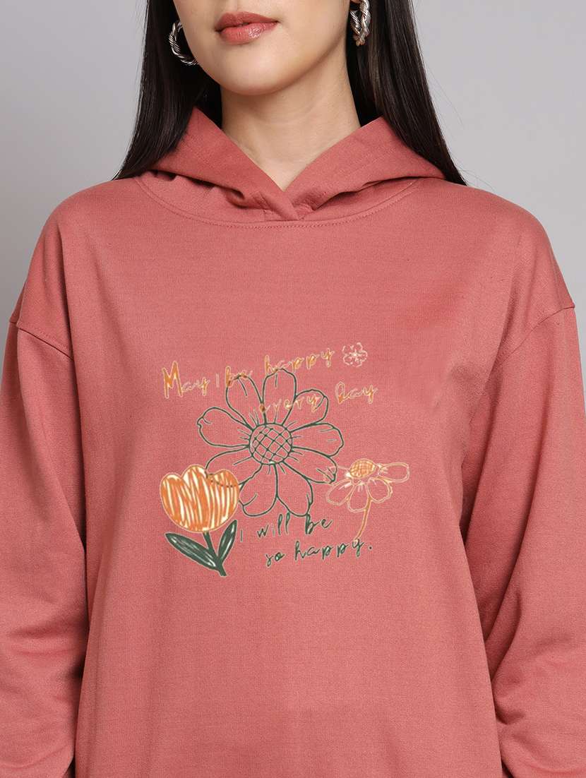 women printed long sleeve hooded sweatshirt - 22107515 -  Standard Image - 4