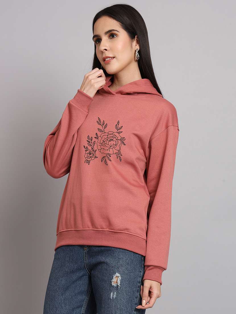women printed long sleeve hooded sweatshirt - 22107518 -  Standard Image - 1