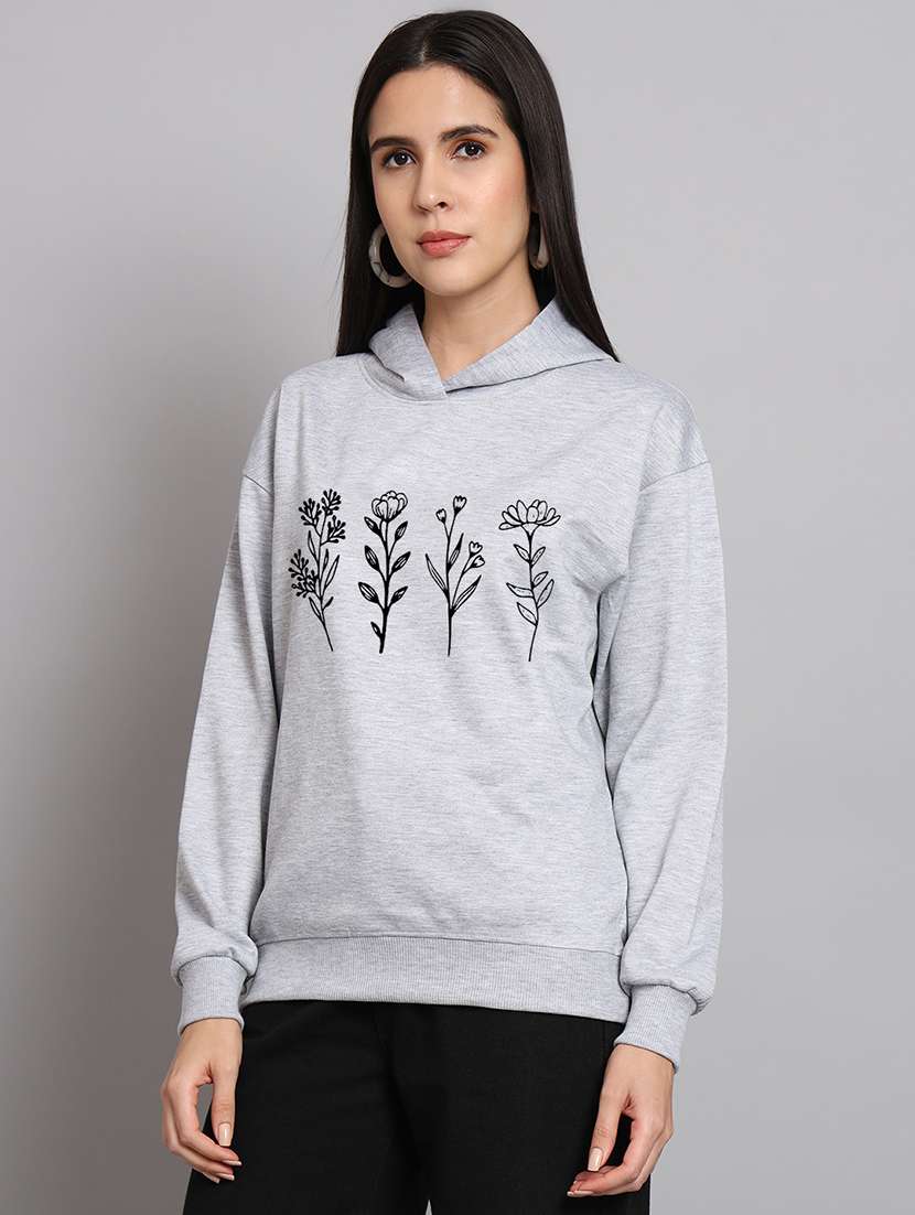 women printed long sleeve hooded sweatshirt - 22107522 -  Standard Image - 1