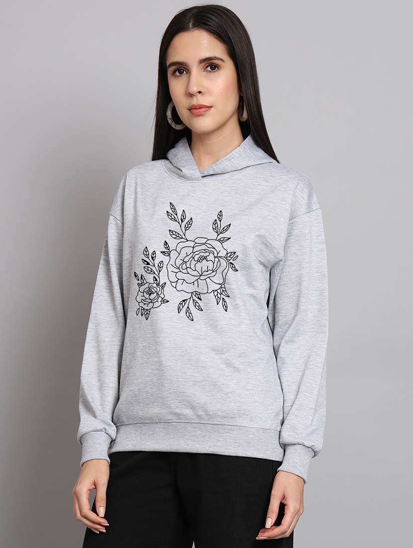 women printed long sleeve hooded sweatshirt - 22107524 -  Standard Image - 1