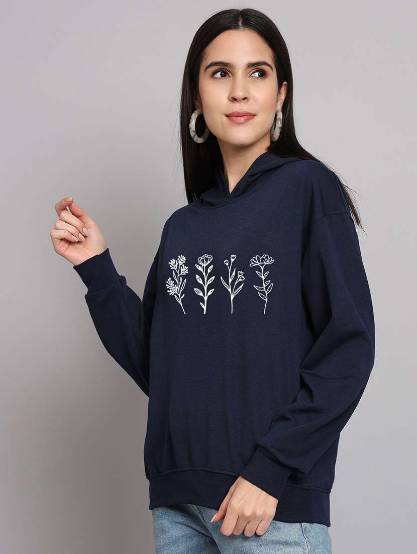women printed long sleeve hooded sweatshirt - 22107536 -  Standard Image - 1